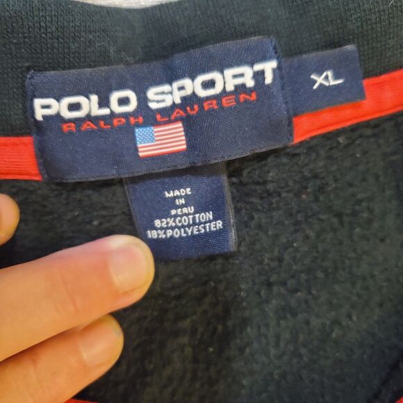 Vintage 90s Polo Sport USA Flag Ralph Lauren 1/4 Zip Pullover Sweatshirt Sz XL - Picture 5 of 5